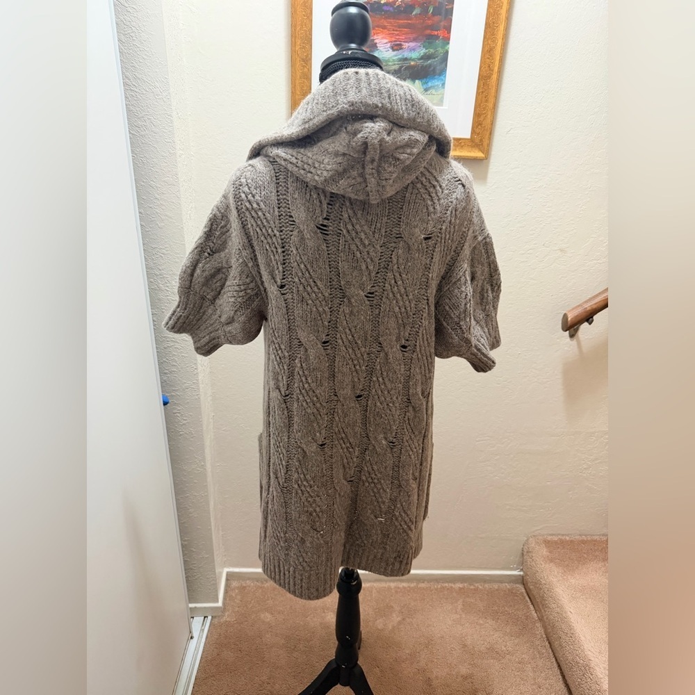 Vince Short Sleeve Cable Knit Cardigan wool & alpaca blend open-front silhouette - Picture 6 of 9
